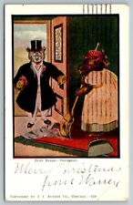 ANTHROPOMORPHIC DRESSED ROOSEVELT BUSY BEAR THURSDAY SWEEPING-VINTAGE POSTCARD picture