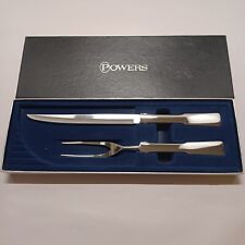 Vintage TOWLE SET 2pc Carving Fork & Knife Silver Toned Stainless Steel with box picture