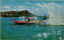 Ocean View Outrigger Canoeing Off Shores Waikiki Beach Hawaii HI Postcard B9 picture