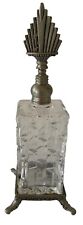 Vintage Decorative Glass and Metal Perfume Bottle Silver Fanned Lid Excellent picture