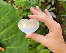 Selenite Heart Palm Size: LARGE 1.75