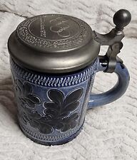 Rare MARZY&REMY Blue Ceramic German Beer Stein w/MUNCHEN 1972 OLYMPICS PewterLid picture