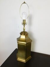 MCM 70s Regency VINTAGE SOLID Brass Base Table Lamp TALL NICE TESTED WORKING picture