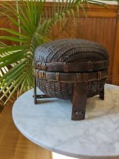 Vtg Chinese Sewing Basket,  Bamboo w/ Legs, No Ornamentation, Simple/Unique  picture