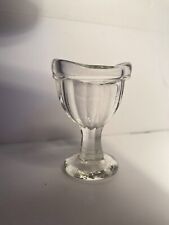 Antique Vintage Medical Eye Wash Clear Glass Pedestal Cup Marked 'G' 16 picture