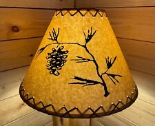 Rustic Oiled Kraft Lamp Shade with Pine Cone Design - 16