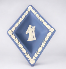 Vintage Wedgwood England Jasperware Blue Diamond Shaped Trinket Dresser Pin Tray picture