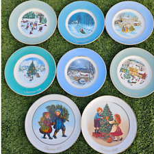 Lot of 8 Vintage Avon Christmas Scene Porcelain Plates 1970s and 1980s picture