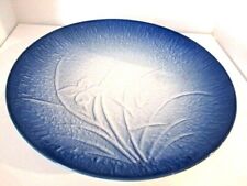 Vintage Large Blue Decorative Platter Raised Embossed Floral 16