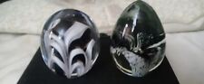 Set Of 2 Hand Blown Glass Paperweights Vintage picture