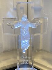 His Heavenly Grace Illuminated Glass Cross With Jesus Image Bradford Exchange picture