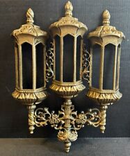 Vintage Burwood Castellena Lamp Planter Large 3 Lantern Wall Pocket Gothic picture