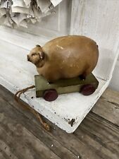 Folk Art Figurine Decorative Pig Pull Toy picture
