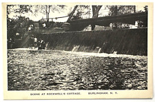 Children Play Waterfall Dam Rockwell's Cottage Burlingham New York Postcard picture
