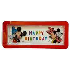 Disney Mickey Mouse & Minnie Happy Birthday Glass Tray 19”x8” Party Decoration picture