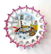 VTG Reno Nevada Souvenir Wall Hanging Porcelain Plate with Pink Trim Starburst picture