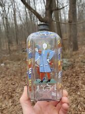 Very Nice 18th Century Stiegel Type Enamel Painted Dated Flask Bottle Pontil picture