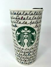 Starbucks FaLaLa White Ceramic Traveler Tumbler Mug 12oz Holiday 2011 Collection picture
