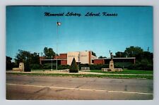 Liberal KS-Kansas, Memorial Library, Antique Vintage Souvenir Postcard picture