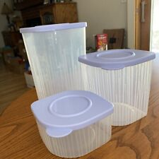 Tupperware Fresh N Cool Containers #5058 #5057 #5056 Purple With Lids - Set Of 3 picture