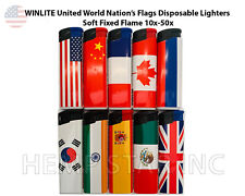 WINLITE United World Nation’s Flags Disposable Lighters Soft Fixed Flame 10x-50x picture