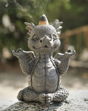 Zen Whimsical Garden Dragon Yoga Sitting In Meditation Backflow Incense Burner picture
