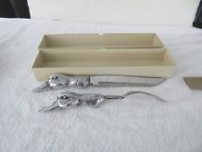 Vintage~ 2 Piece Carving Set~ Fork  & Knife Duck Head Handles Stainless Steel picture