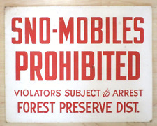 1970s  snowmobiles prohibited cardboard sign 14