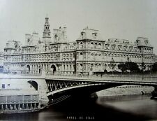 Antique Albumen Photo Paris France Hotel de Ville Architecture Original Large  picture