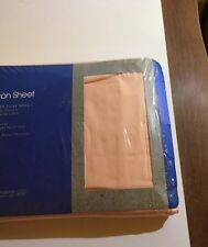 VTG WEST POINT PEPPERELL NO IRON PERCALE TWIN FLAT Peach Small White Trim Edge picture