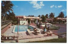 Hollywood FL Harris House Motel Pool Old Cars Vintage Postcard Florida picture