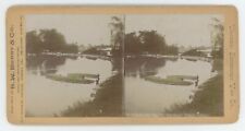 c1900's Real Photo Hand Tinted Stereoview Swans and Ducks Soldiers Home Ohio picture