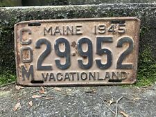 Authentic Vintage 1945 Maine License Plate Antique Metal License Plate Auto Tag picture