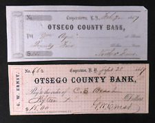 (2) 1800's Cancelled Checks Ostego County Bank Cooperstown NY Lot picture