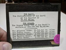 HISTORIC Glass Magic Lantern Slide EIB Earth Size and Circumference Text Slide picture