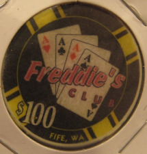 Vintage Freddie's Club Casino Fife, WA $100 Poker Blackjack Chip - Washington picture