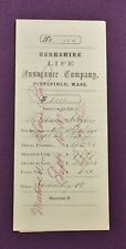 1870 Berkshire Life Insurance Co Policy William Tyler Hampshire County MA Stamp picture