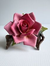 Large Pink Realistic PORCELAIN ROSE Flower Branch 7” Ceramic Sculpture Figurine picture