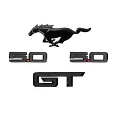 Ford Mustang black Emblem set, 2015-2022 gloss black with red dot picture