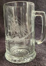 16oz. Nautical Americana Etched Beer Glass Ship Mugs  picture