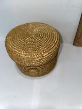 Vintager Pine Needle Mini Basket with Wicker Inside Layer Lid 3x3 Inch picture