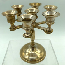 Hebrew 7 Branch Brass Menorah Decorative Candle Stick Holder picture