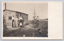 c1904 Very Old RPPC - CYKO Stamp Box - Women Children in Front of Log cabin - B2 picture