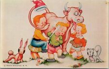 Vintage 1950s Advertising Postcard Generic MILKMAN Ad / Cow & Children - Unused picture