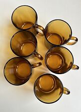 Set of 6 Vintage French Amber Glass Mugs picture