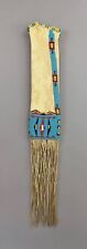 Handmade Old American Sioux Style Tobacco Pipe Suede Hide Beaded Bag SB13 picture