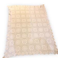 Vintage MCM Crocheted Doilie Style Tablecloth  Rectangle Cream White 61” X 72” picture