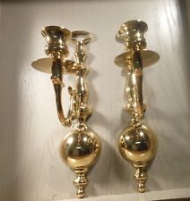 Vintage Pair Brass Wall Sconces Candle Holders 12.5” Wall Décor Holiday picture