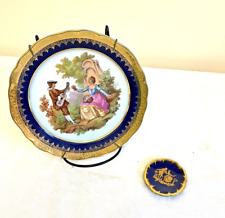 Lot 2 Limoges Wall Plate and Miniature Dollhouse Fragonard Courting picture