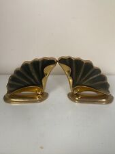 Vintage Crowning Touch Collection Art Nouveau Fan Brass Book Ends (2) picture